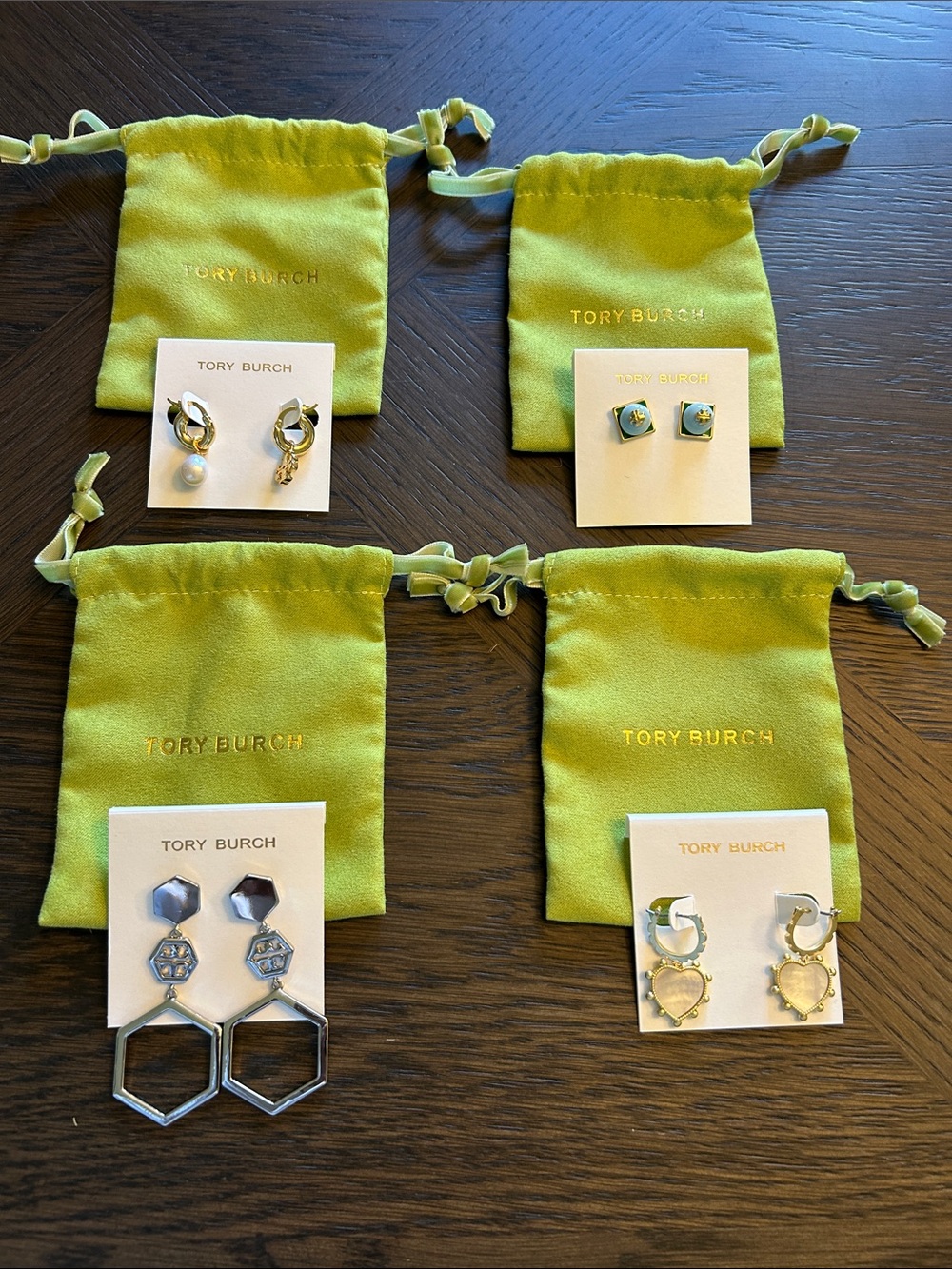 Tory Burch Mixed Metal and Enamel Earrings with TB Dusty PICK ONE - Picture 3 of 3